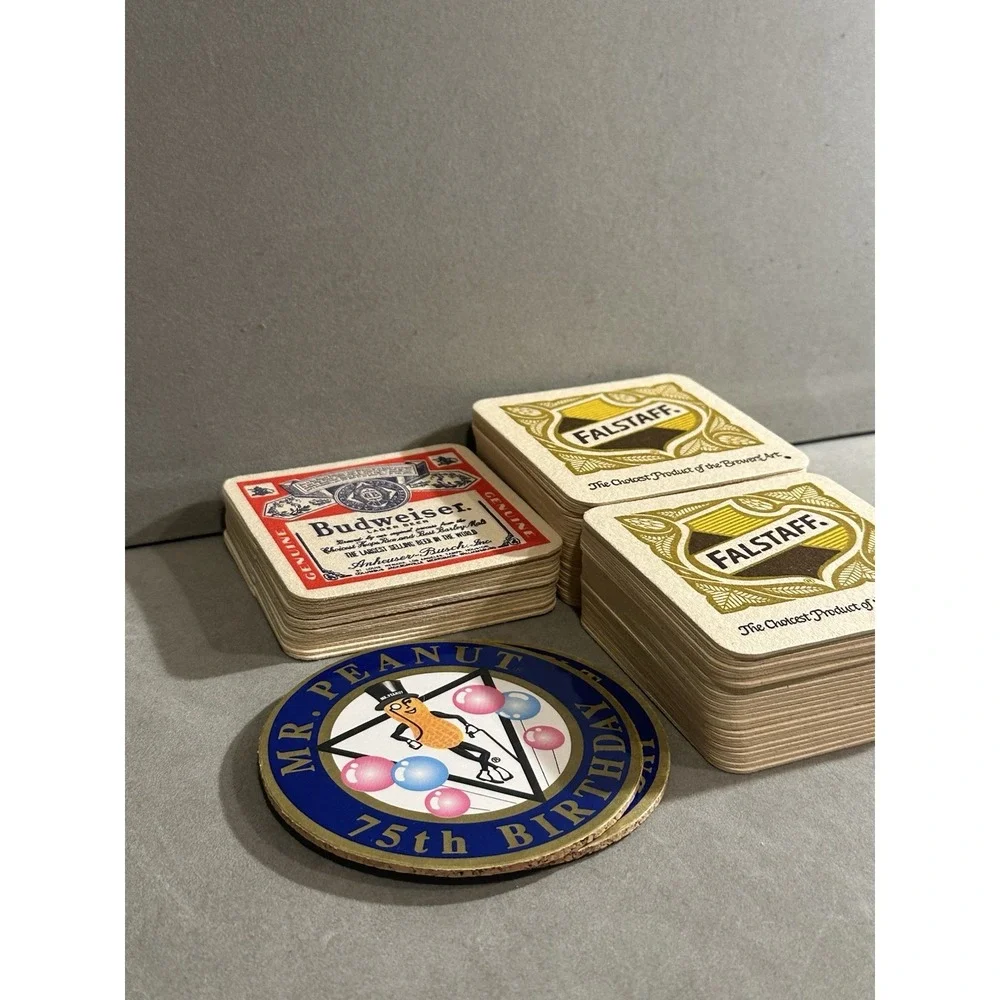 Vintage Coasters Lot Falstaff, Budweiser, Mr Peanut ( Over 60‎ )